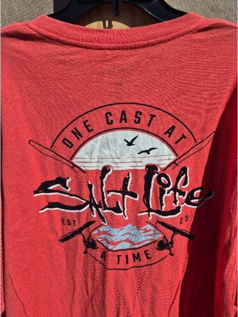 Salt Life Black XL Rare Tall New w/ Tags One Cast At a Time Fishing Shirt L/S